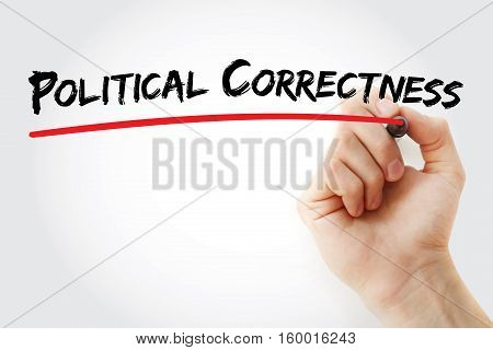 Hand Writing Political Correctness With Marker