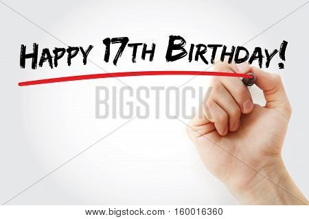 Hand Writing Happy 17Th Birthday With Marker