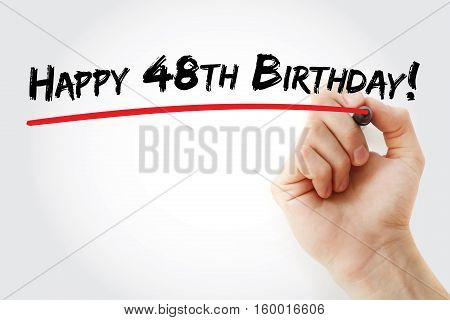Hand Writing Happy 48Th Birthday With Marker