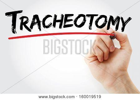 Hand Writing Tracheotomy With Marker