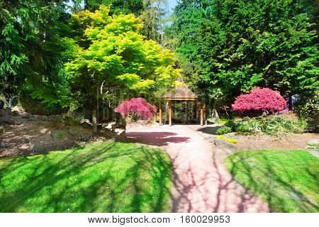 Tacoma, Wa - April 14, 2014: Japanese Garden In Point Defiance Park.