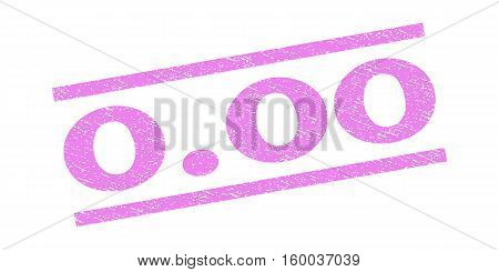 0.00 watermark stamp. Text caption between parallel lines with grunge design style. Rubber seal stamp with dirty texture. Vector violet color ink imprint on a white background.