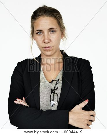 Woman Serious Studio Portrait Concept