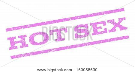 Hot Sex watermark stamp. Text caption between parallel lines with grunge design style. Rubber seal stamp with scratched texture. Vector violet color ink imprint on a white background.