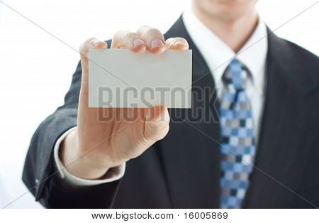 Businessman Holding Business Card