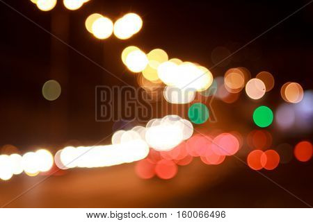 Beautiful night street lights with blurry effect