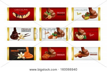 Chocolate Bar with Nuts Isolated on white