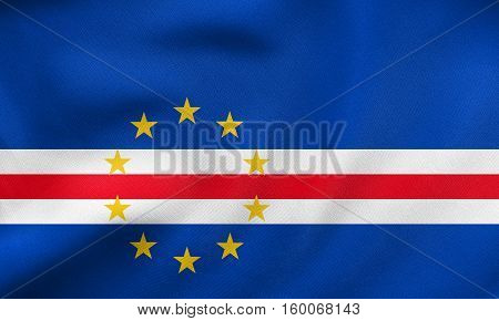 Flag Of Cape Verde Waving, Real Fabric Texture