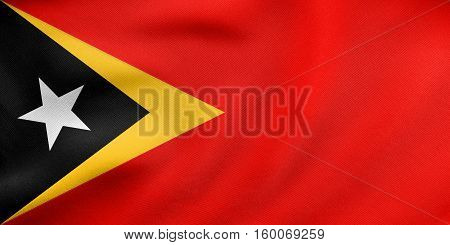 Flag Of East Timor Waving, Real Fabric Texture