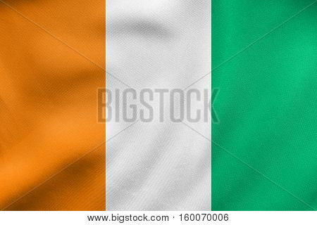 Flag Of Ivory Coast Waving, Real Fabric Texture