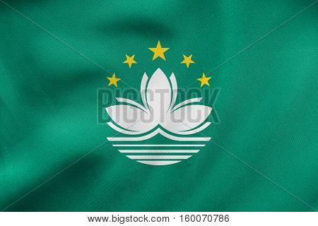 Flag Of Macau Waving, Real Fabric Texture