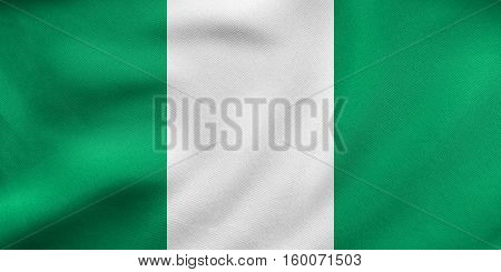 Flag Of Nigeria Waving, Real Fabric Texture