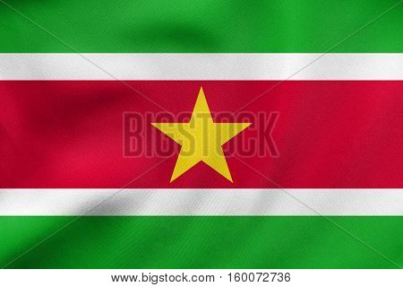 Flag Of Suriname Waving, Real Fabric Texture