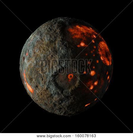 Alien Hot Planet On Black Background 3D Rendering.