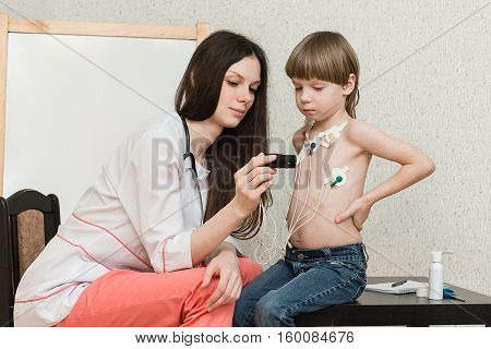 Cardiogram of heart of the boy, holter