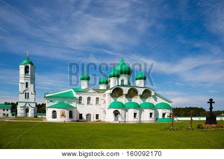 Transfiguration complex Holy Trinity Alexander Svirsky Monastery in Karelia, north of Russia.