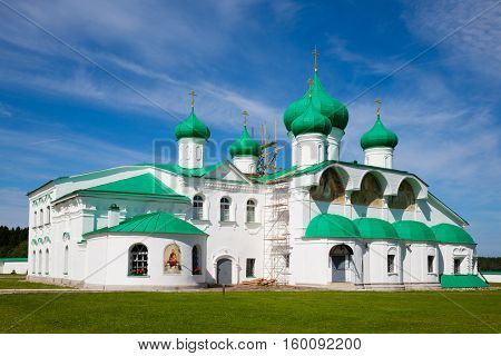 Transfiguration complex Holy Trinity Alexander Svirsky Monastery in Karelia, north of Russia.