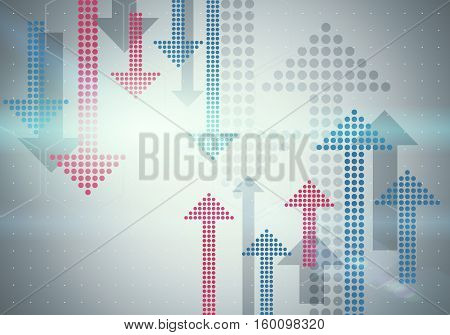 Two groups of arrows moving opposite each other