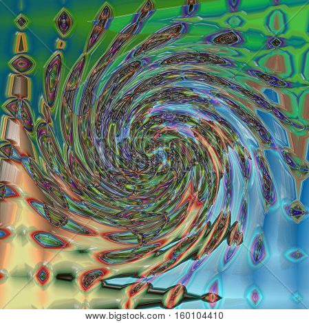 Abstract background of the horizon gradient with visual twirl, poolar coordinates, plastic wrap and wave effects