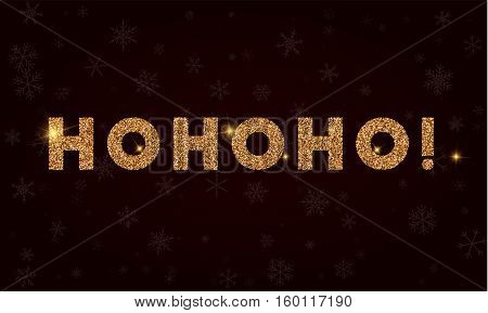 Hohoho!.  Golden Glitter Greeting Card. Luxurious Design Element, Vector Illustration.