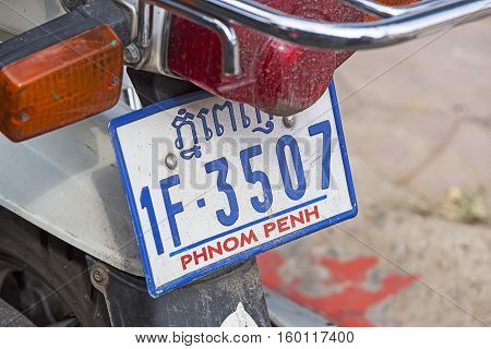 Motorbike Plate In Phnom Phen, Cambodia