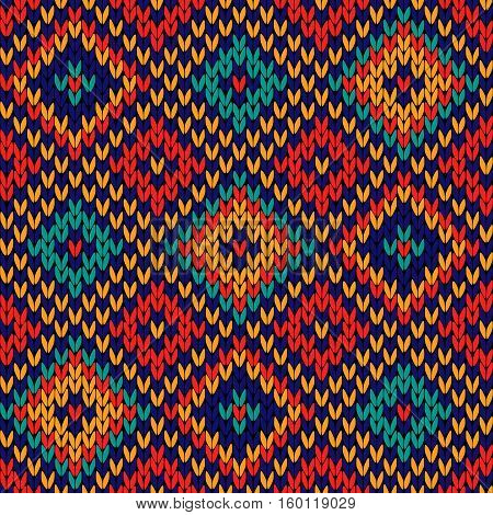 Seamless Knitted Colorful Checkered Pattern