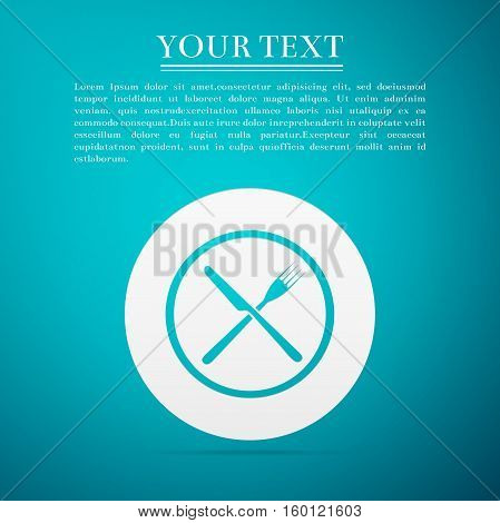 Restaurant icon. Crossed fork and knife flat icon on bluebackground. Vector Illustration