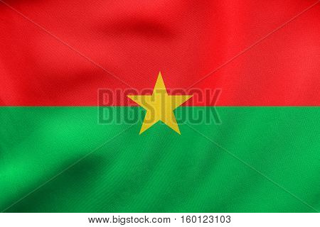Flag Of Burkina Faso Waving, Real Fabric Texture