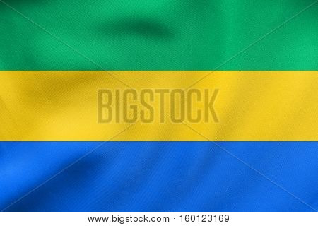 Flag Of Gabon Waving, Real Fabric Texture