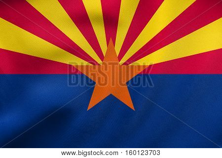 Flag Of Arizona Waving, Real Fabric Texture