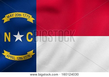 Flag Of North Carolina Waving, Real Fabric Texture