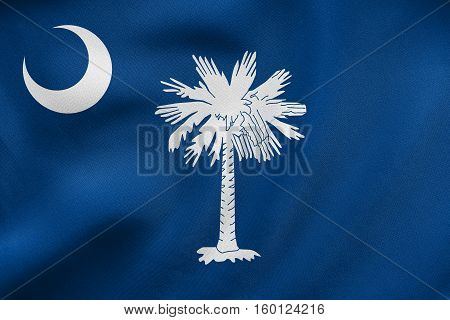 Flag Of South Carolina Waving, Real Fabric Texture