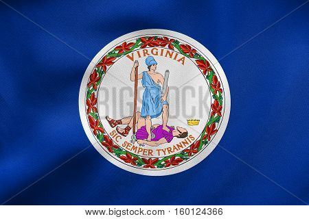 Flag Of Virginia Waving, Real Fabric Texture