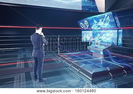 Man Using Futuristic Benchboard