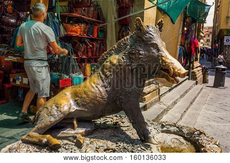 Bronze Fountain Il Procellino In Florence, Italy