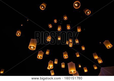 Floating lantern in Wat Phan Tao Temple, Chiangmai,Thailand