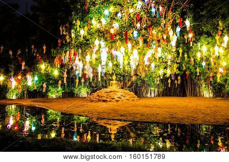 Floating lantern in Wat Phan Tao Temple, Chiangmai,Thailand