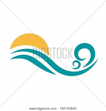 Vector sign sun and ocean, isolated abstract illustration