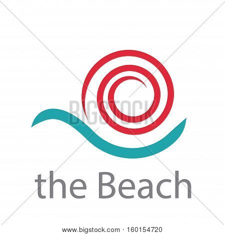 Vector sign sun and ocean, isolated abstract illustration