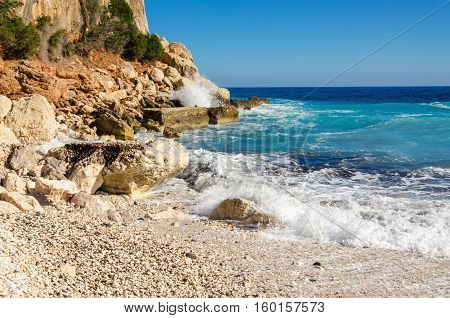 A view of a wonderful stony beach, Sardinia, Italy