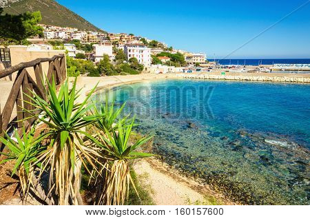 The beautiful sandy beach and crystal clear water, Cala Gonone, Golfo di Orosei, Sardinia, Italy