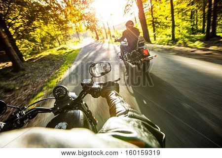 Close up of a high power motorcycle, chopper.