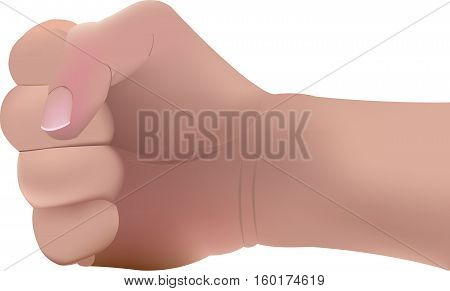 Male clenched fist, isolated on a white background Man hand with a fist. Alpha