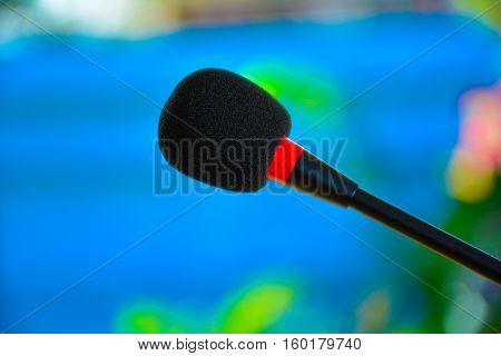 The black microphone for important person speak with people.