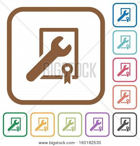 Award winning support simple icons in color rounded square frames on white background
