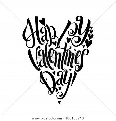 Happy Valentines Day Lettering Greeting Card. Calligraphic Template.