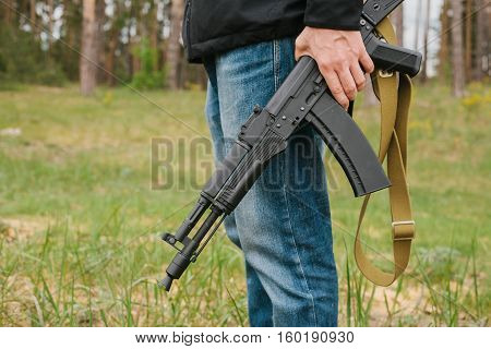 armed man. military concept. military background. crime