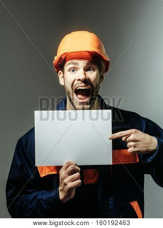 Excited Man Keeps Blank Paper
