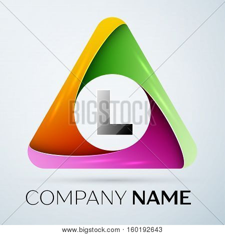 Letter L vector logo symbol in the colorful triangle. Vector template for your design
