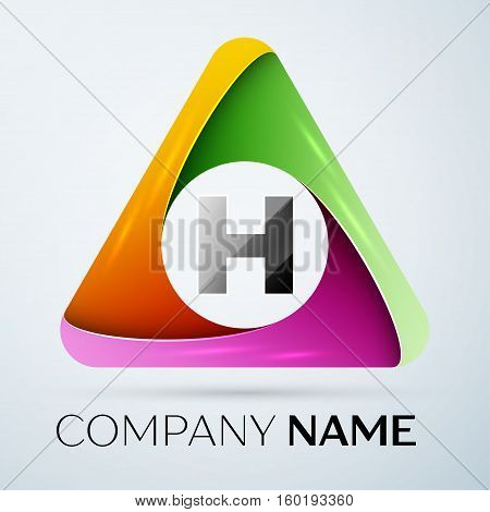 Letter H vector logo symbol in the colorful triangle. Vector template for your design